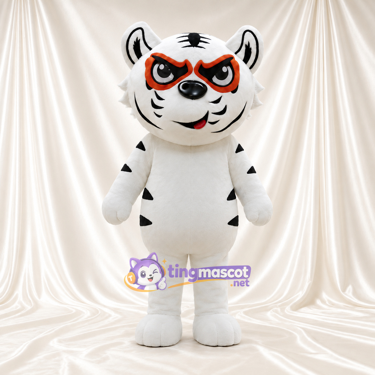 Costume de mascotte Tigre – blanc – Rayures (orange, noir) Costume de mascotte Tigre – blanc – Rayures (orange, noir)