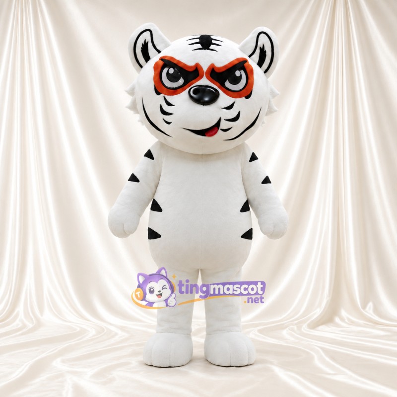 Costume de mascotte Tigre – blanc – Rayures (orange, noir) Costume de mascotte Tigre – blanc – Rayures (orange, noir)