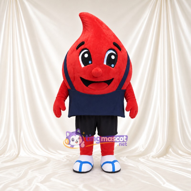 Red Blood Drop Mascot Costume - Navy Sports Top and Black Shorts Red Blood Drop Mascot Costume - Navy Sports Top and Black Shorts
