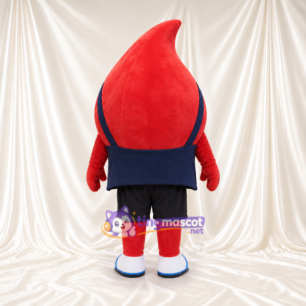 Red Blood Drop Mascot Costume - Navy Sports Top and Black Shorts Red Blood Drop Mascot Costume - Navy Sports Top and Black Shorts