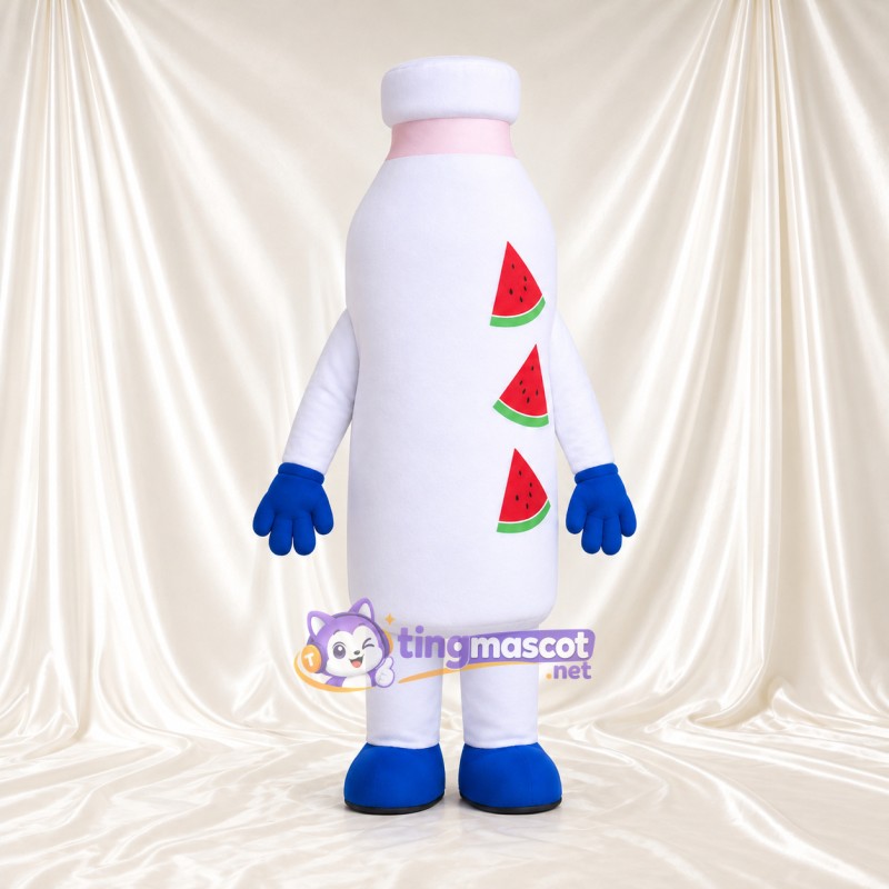 Costume de mascotte Bouteille de boisson – blanc – Gants (bleu) Costume de mascotte Bouteille de boisson – blanc – Gants (bleu)