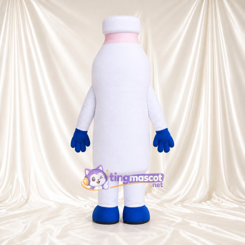 Costume de mascotte Bouteille de boisson – blanc – Gants (bleu) Costume de mascotte Bouteille de boisson – blanc – Gants (bleu)
