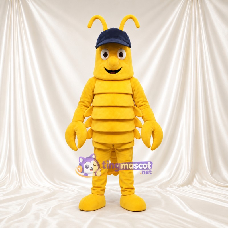 Costume de mascotte Homard – jaune – Casquette (bleu); Queue Costume de mascotte Homard – jaune – Casquette (bleu); Queue