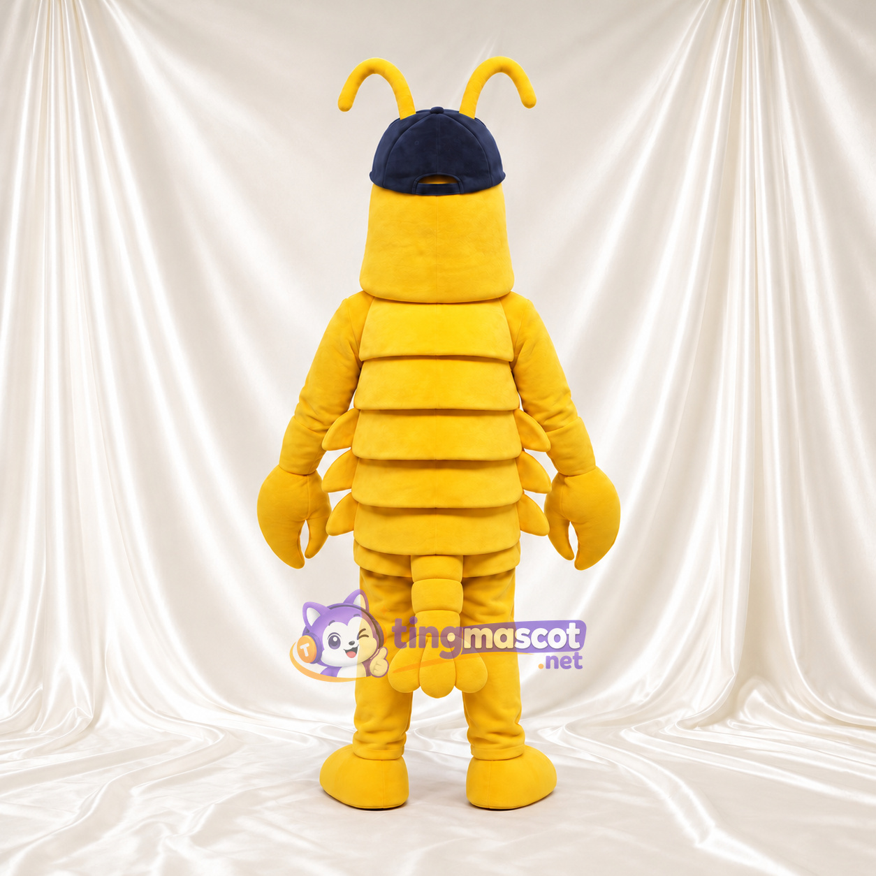 Costume de mascotte Homard – jaune – Casquette (bleu); Queue Costume de mascotte Homard – jaune – Casquette (bleu); Queue