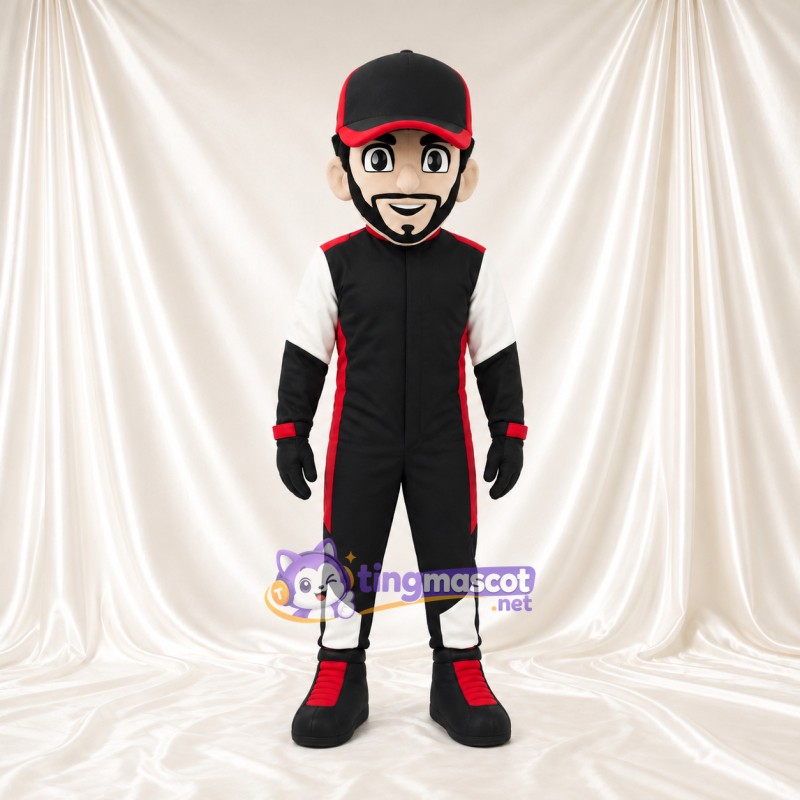 Costume de mascotte Pilote de course – selon la photo – Costume (noir); Bordure (rouge) Costume de mascotte Pilote de course – selon la photo – Costume (noir); Bordure (rouge)