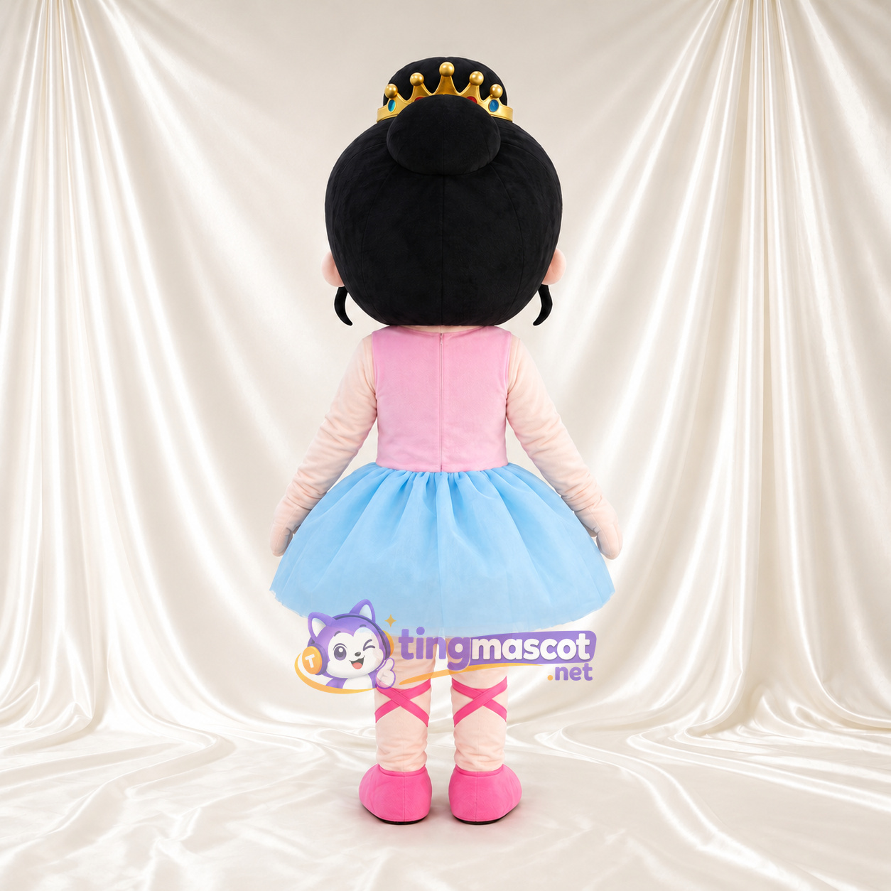 Princess Character Mascot Costume - Gold Crown and Blue Ballet Skirt Princess Character Mascot Costume - Gold Crown and Blue Ballet Skirt