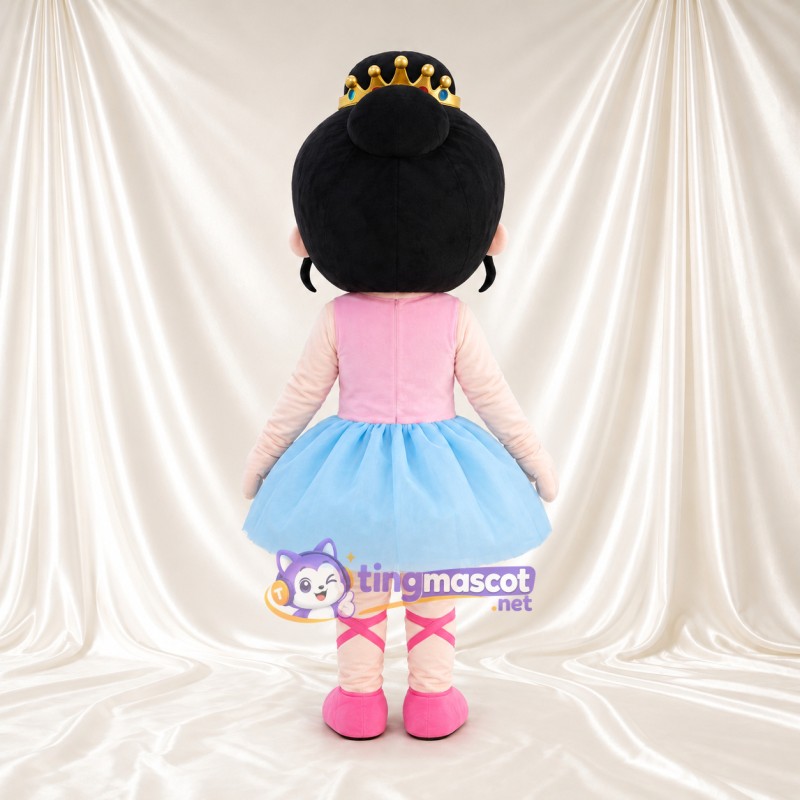 Princess Character Mascot Costume - Gold Crown and Blue Ballet Skirt Princess Character Mascot Costume - Gold Crown and Blue Ballet Skirt