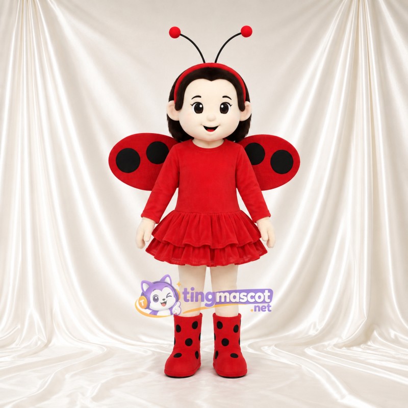 Maskottchenkostüm Marienkäfer – wie abgebildet – Kleid (rot); Flügel (gefleckt) Maskottchenkostüm Marienkäfer – wie abgebildet – Kleid (rot); Flügel (gefleckt)