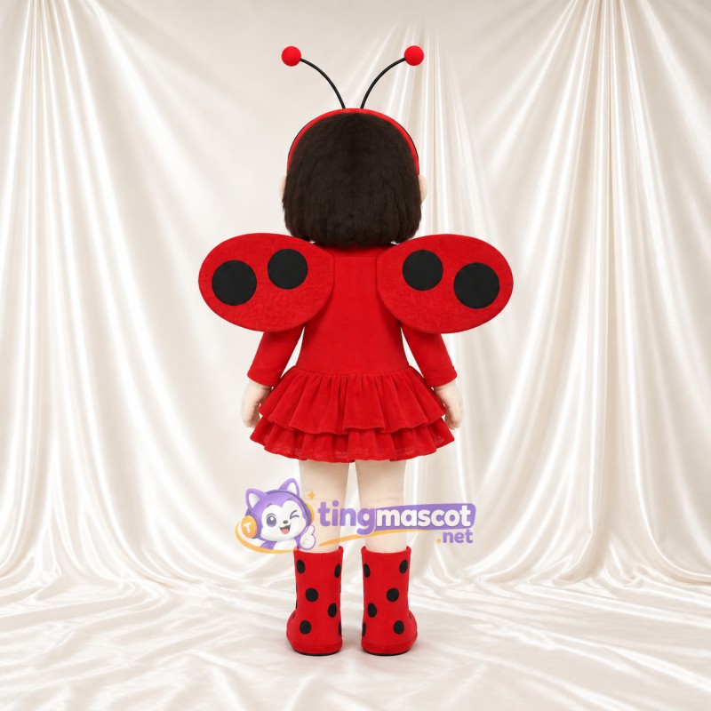 Maskottchenkostüm Marienkäfer – wie abgebildet – Kleid (rot); Flügel (gefleckt) Maskottchenkostüm Marienkäfer – wie abgebildet – Kleid (rot); Flügel (gefleckt)