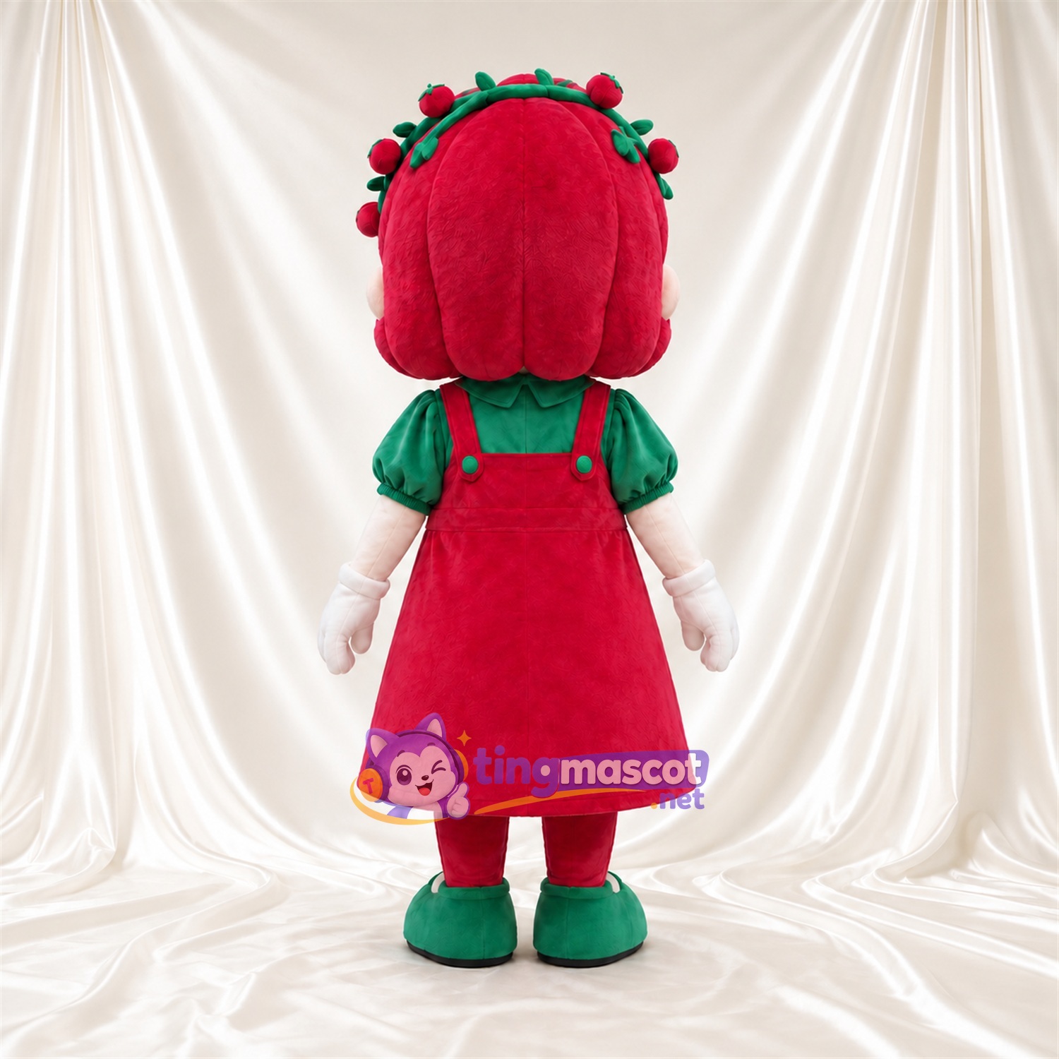 Costume de mascotte Fille – rouge – Étoile (rouge); Chemisier (vert) Costume de mascotte Fille – rouge – Étoile (rouge); Chemisier (vert)