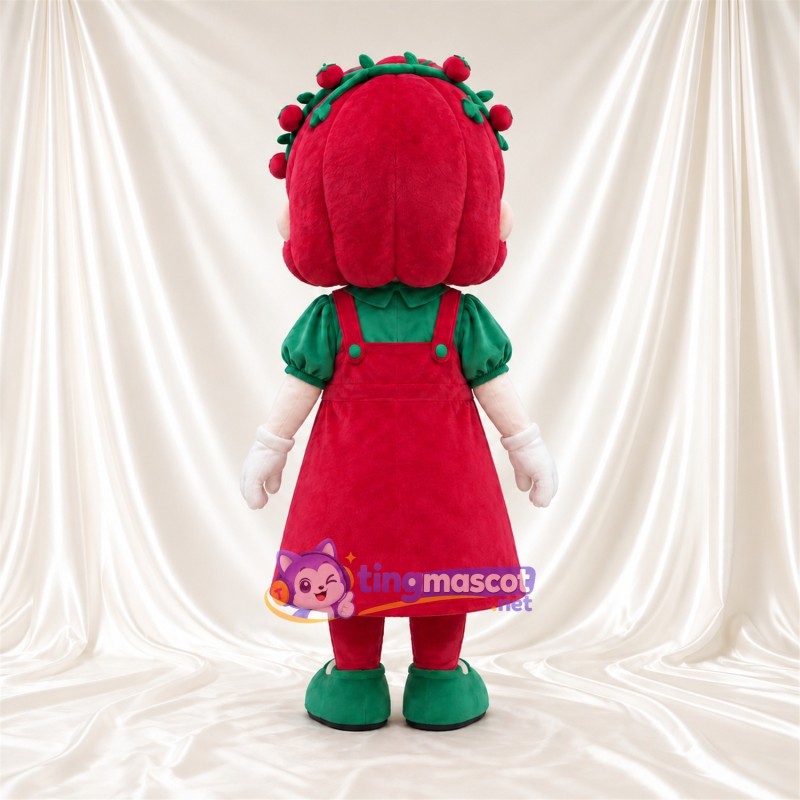 Costume de mascotte Fille – rouge – Étoile (rouge); Chemisier (vert) Costume de mascotte Fille – rouge – Étoile (rouge); Chemisier (vert)
