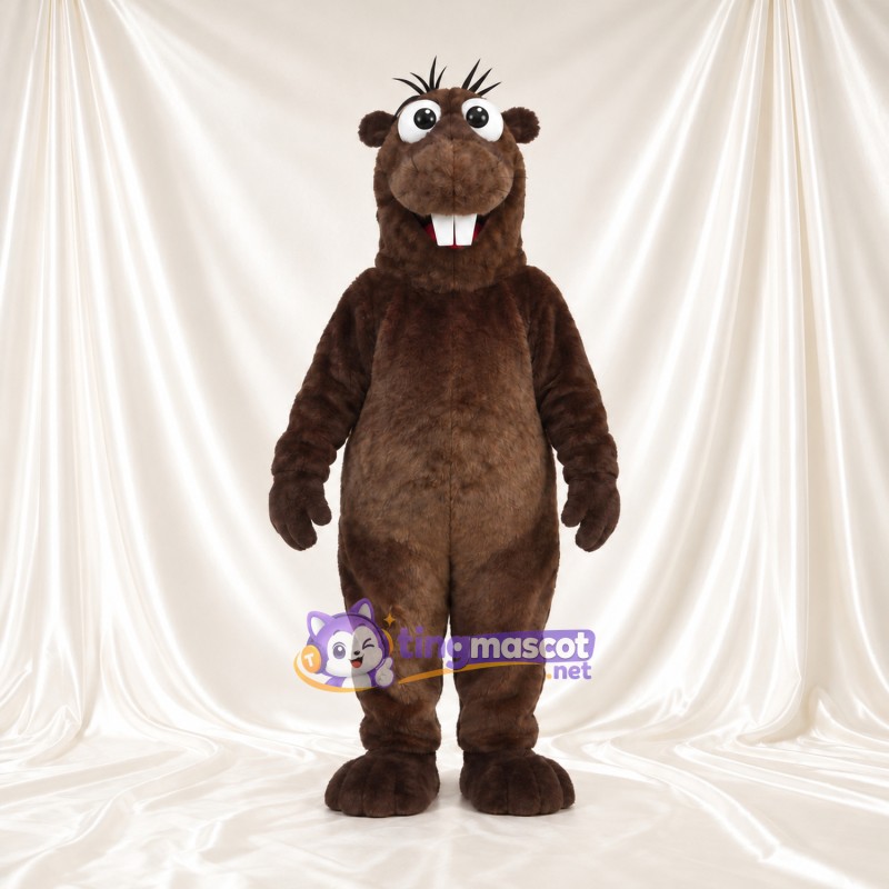 Costume de mascotte Castor – marron – Devant (grand); Dents; Cheveux (à touffes) Costume de mascotte Castor – marron – Devant (grand); Dents; Cheveux (à touffes)