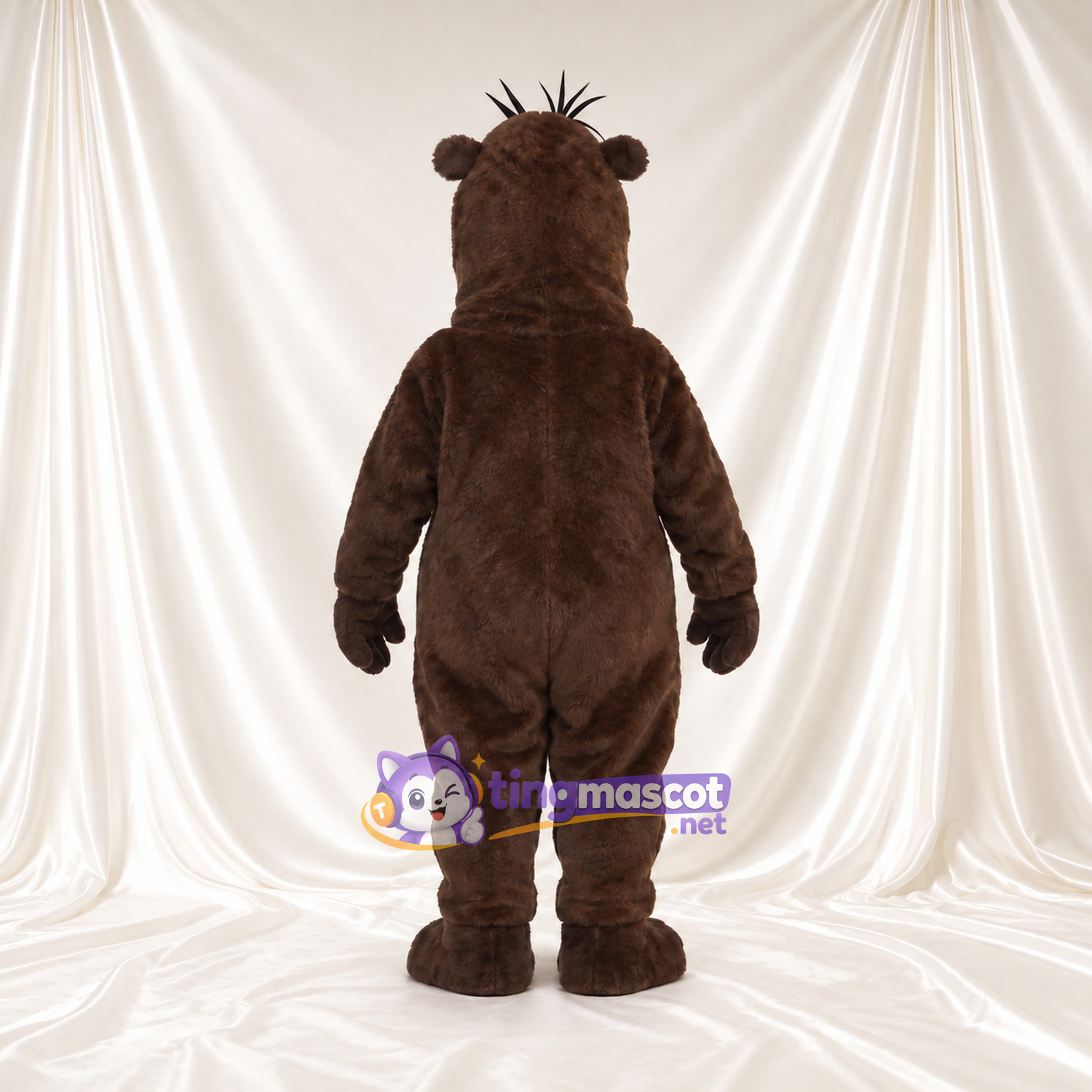 Costume de mascotte Castor – marron – Devant (grand); Dents; Cheveux (à touffes) Costume de mascotte Castor – marron – Devant (grand); Dents; Cheveux (à touffes)