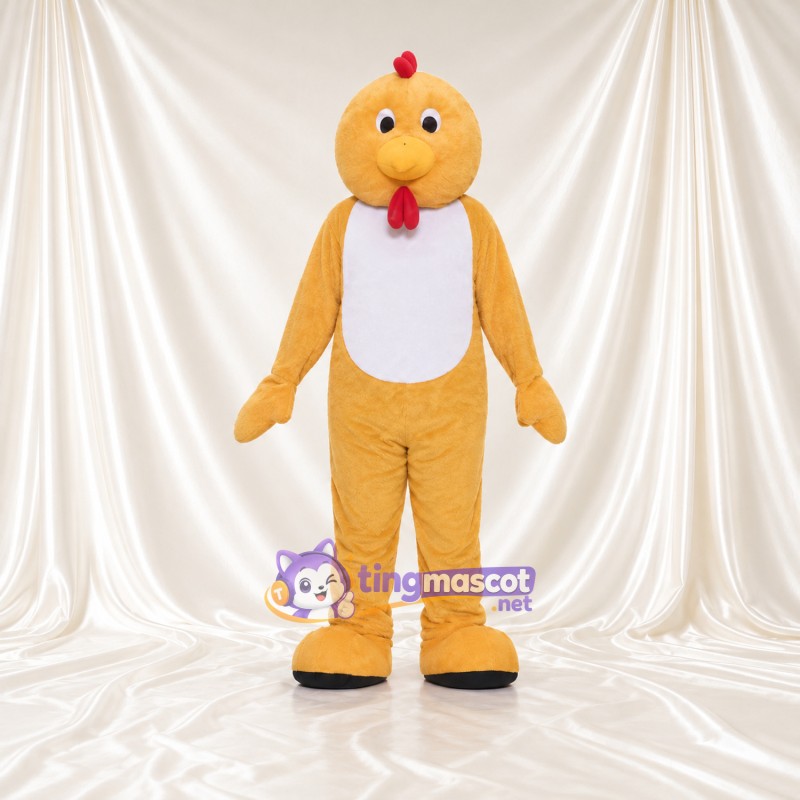 Maskottchenkostüm Huhn – gelb – Bauch (weiß); Kamm (klein, rot) Maskottchenkostüm Huhn – gelb – Bauch (weiß); Kamm (klein, rot)