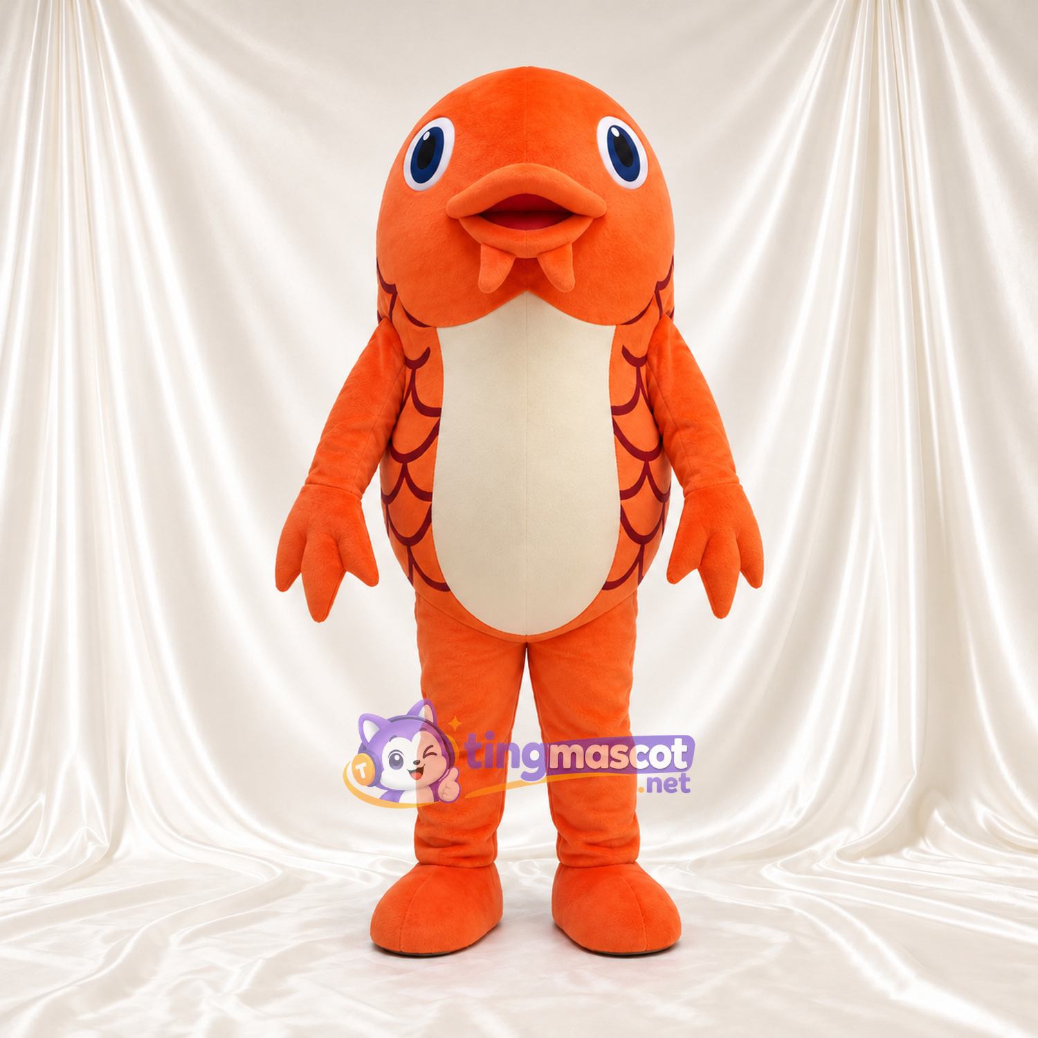Maskottchenkostüm Fisch – orange – Bauch (creme); Flossen Maskottchenkostüm Fisch – orange – Bauch (creme); Flossen