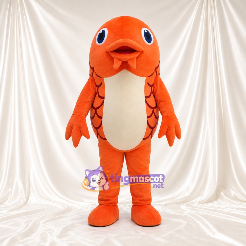 Maskottchenkostüm Fisch – orange – Bauch (creme); Flossen Maskottchenkostüm Fisch – orange – Bauch (creme); Flossen