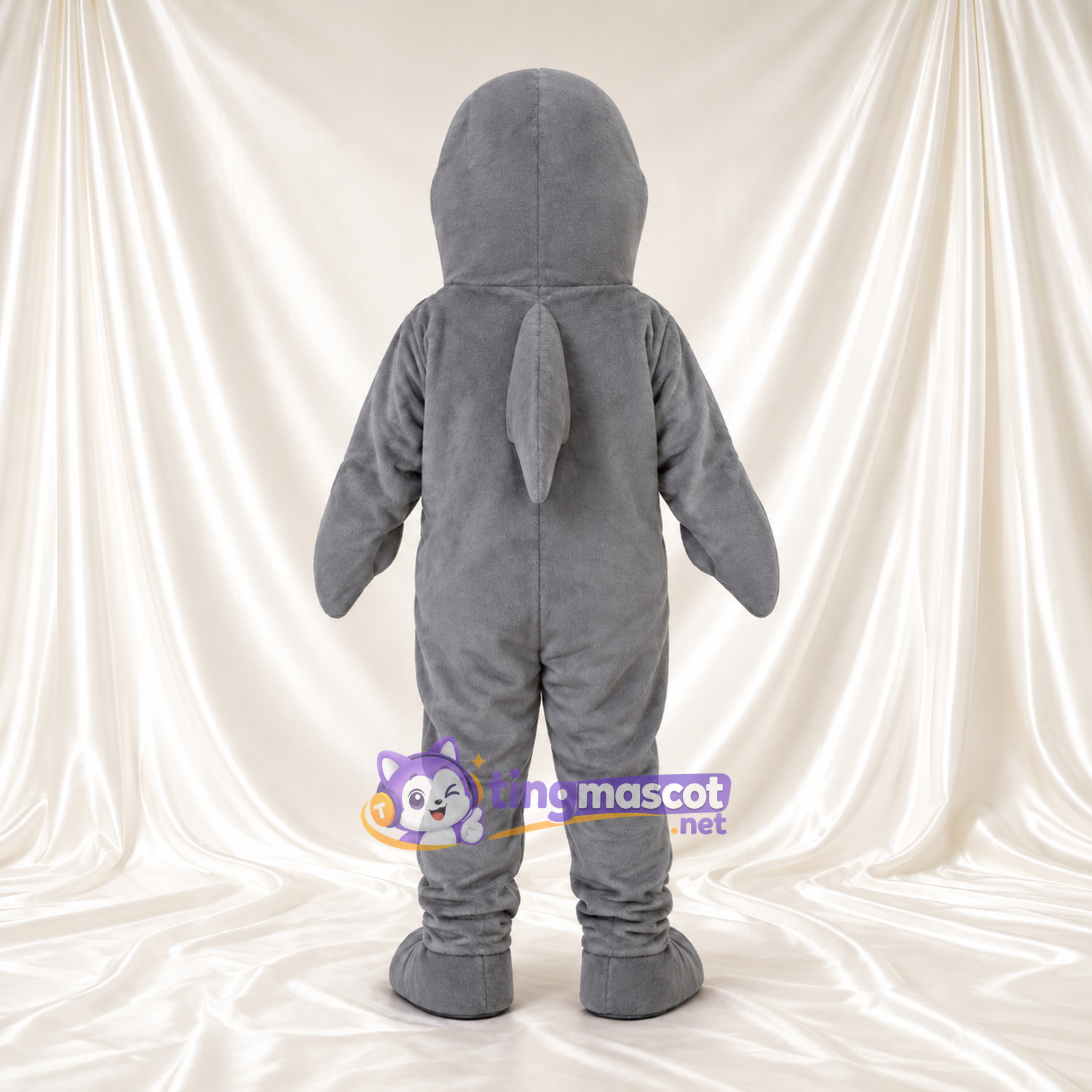 Maskottchenkostüm Delfin – grau – Bauch (weiß); Mund (offen, rosa) Maskottchenkostüm Delfin – grau – Bauch (weiß); Mund (offen, rosa)