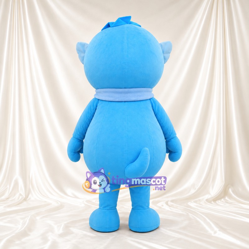 Costume de mascotte Personnage rond – bleu – Écharpe (bleu clair); Ailes (petit) Costume de mascotte Personnage rond – bleu – Écharpe (bleu clair); Ailes (petit)