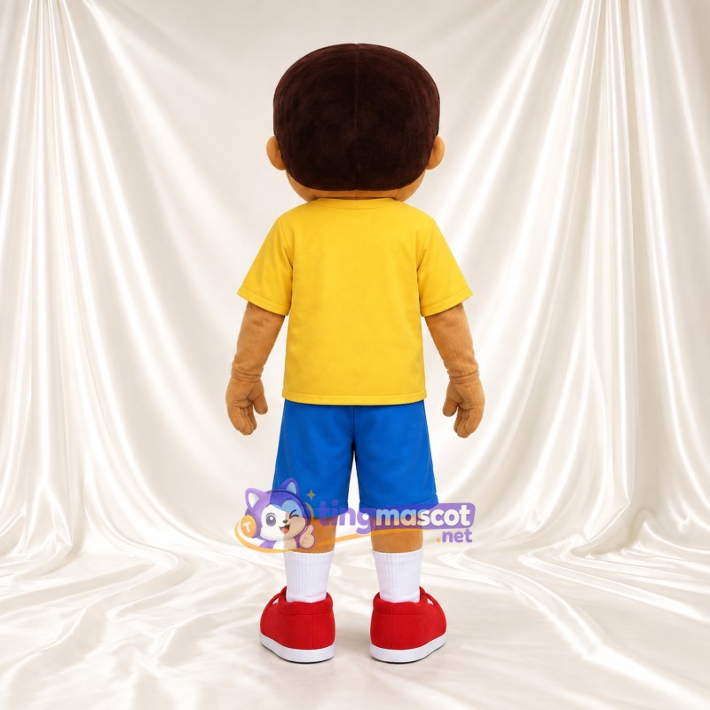 Maskottchenkostüm Jungenfigur – wie abgebildet – Hemd (gelb); Shorts (blau) Maskottchenkostüm Jungenfigur – wie abgebildet – Hemd (gelb); Shorts (blau)