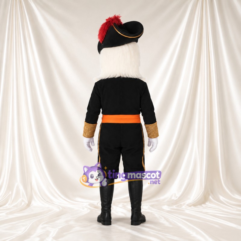 Maskottchenkostüm Pirat – wie abgebildet – Mantel (schwarz); Schärpe (orange) Maskottchenkostüm Pirat – wie abgebildet – Mantel (schwarz); Schärpe (orange)