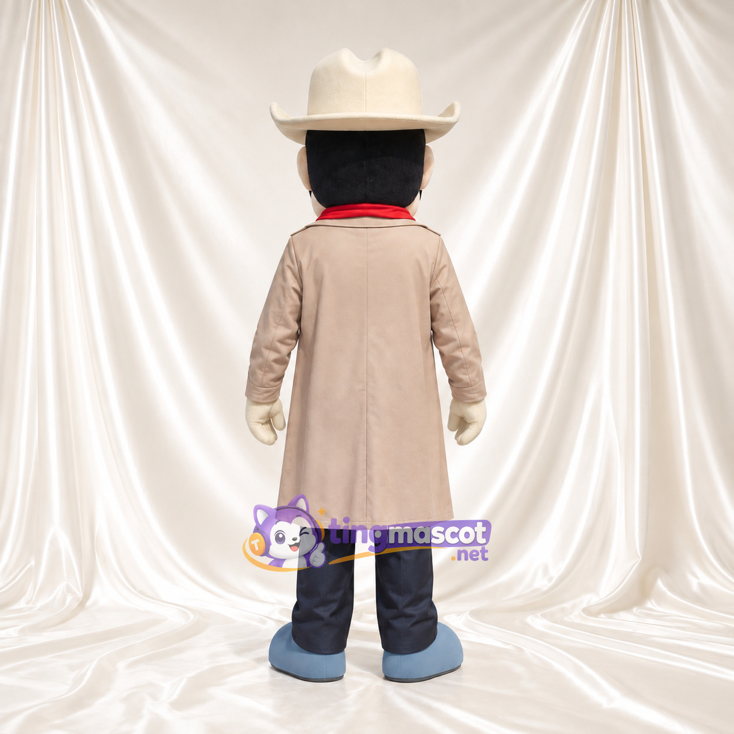 Costume de mascotte Personnage de cowboy – selon la photo – Chapeau (crème); Manteau (long, brun clair) Costume de mascotte Personnage de cowboy – selon la photo – Chapeau (crème); Manteau (long, brun clair)