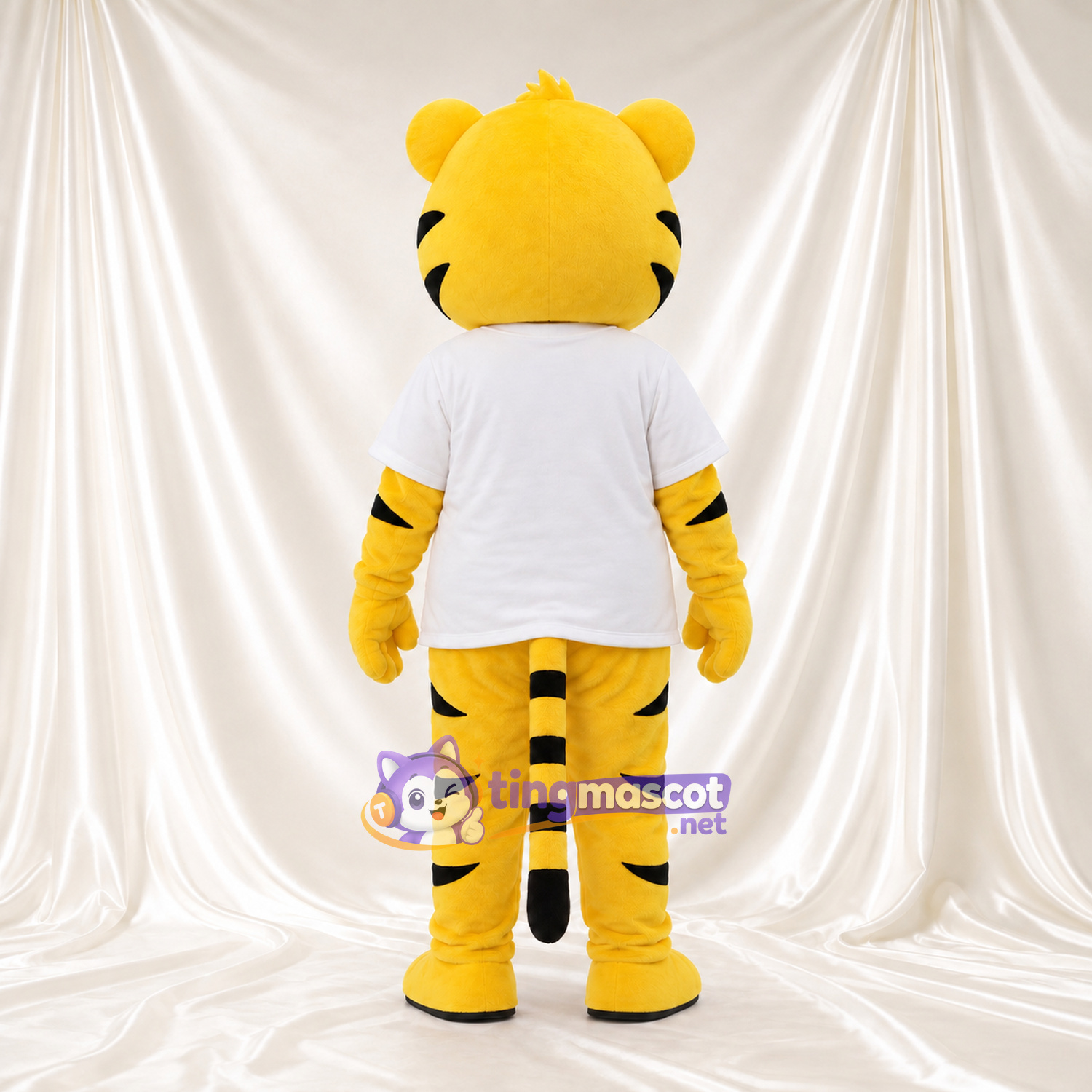 Costume de mascotte Tigre – jaune – T-shirt (blanc); Rayures (noir) Costume de mascotte Tigre – jaune – T-shirt (blanc); Rayures (noir)