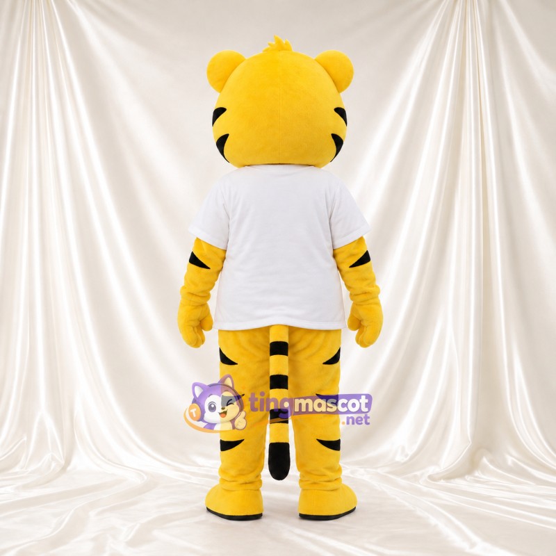 Costume de mascotte Tigre – jaune – T-shirt (blanc); Rayures (noir) Costume de mascotte Tigre – jaune – T-shirt (blanc); Rayures (noir)
