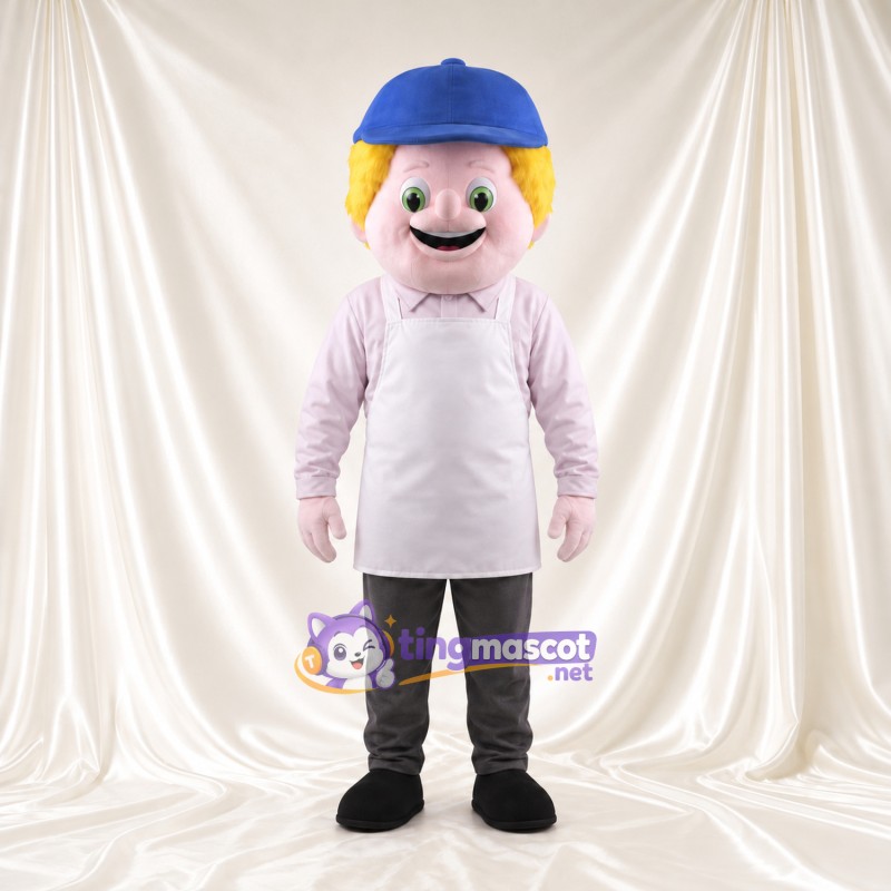 Costume de mascotte Garçon blond – selon la photo – Casquette (bleu); Tablier (blanc) Costume de mascotte Garçon blond – selon la photo – Casquette (bleu); Tablier (blanc)