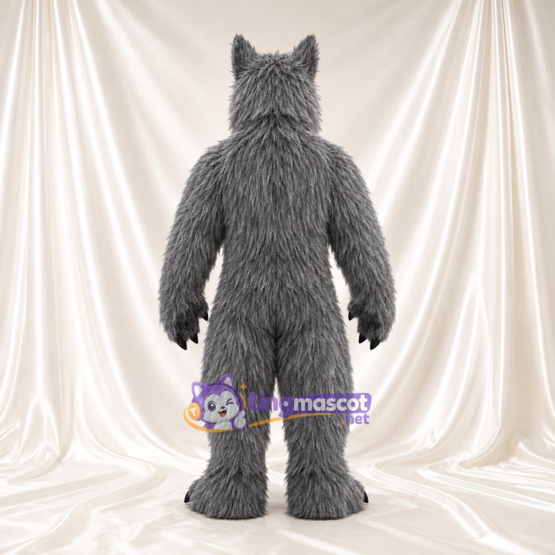 Maskottchenkostüm Werwolf – grau – Fell (lang); Füße (groß) Maskottchenkostüm Werwolf – grau – Fell (lang); Füße (groß)