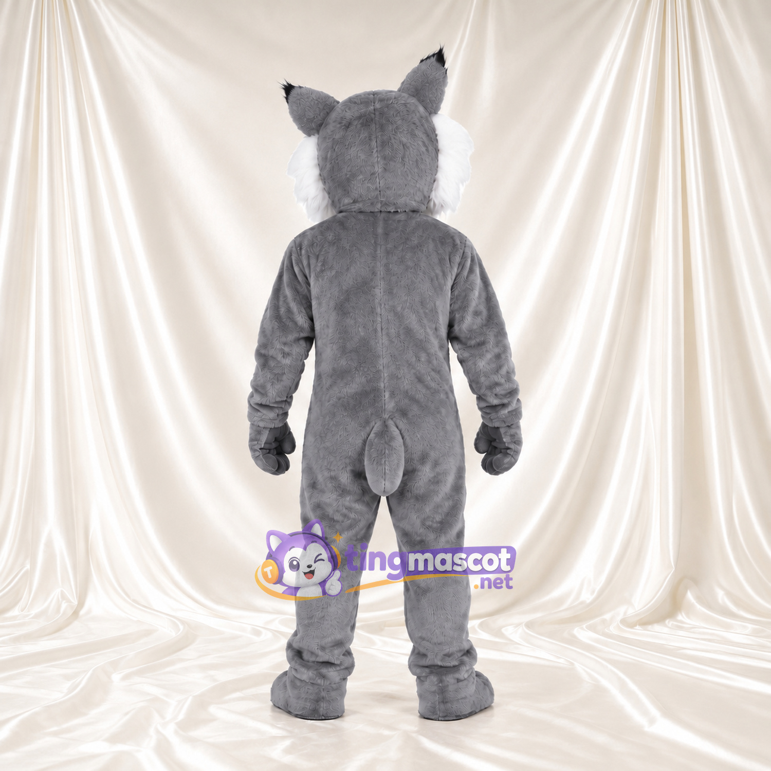 Costume de mascotte Chat sauvage – gris – Nez (rouge); Joues (hirsute, blanc) Costume de mascotte Chat sauvage – gris – Nez (rouge); Joues (hirsute, blanc)