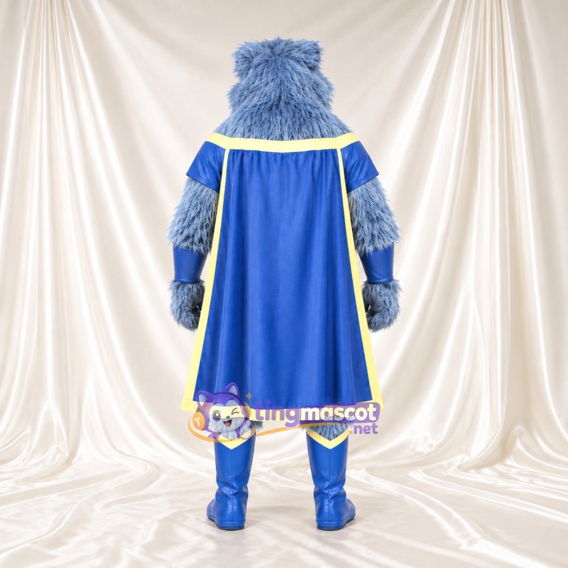 Costume de mascotte Gorille – bleu – Costume (bleu); Cape (jaune); Bordure Costume de mascotte Gorille – bleu – Costume (bleu); Cape (jaune); Bordure
