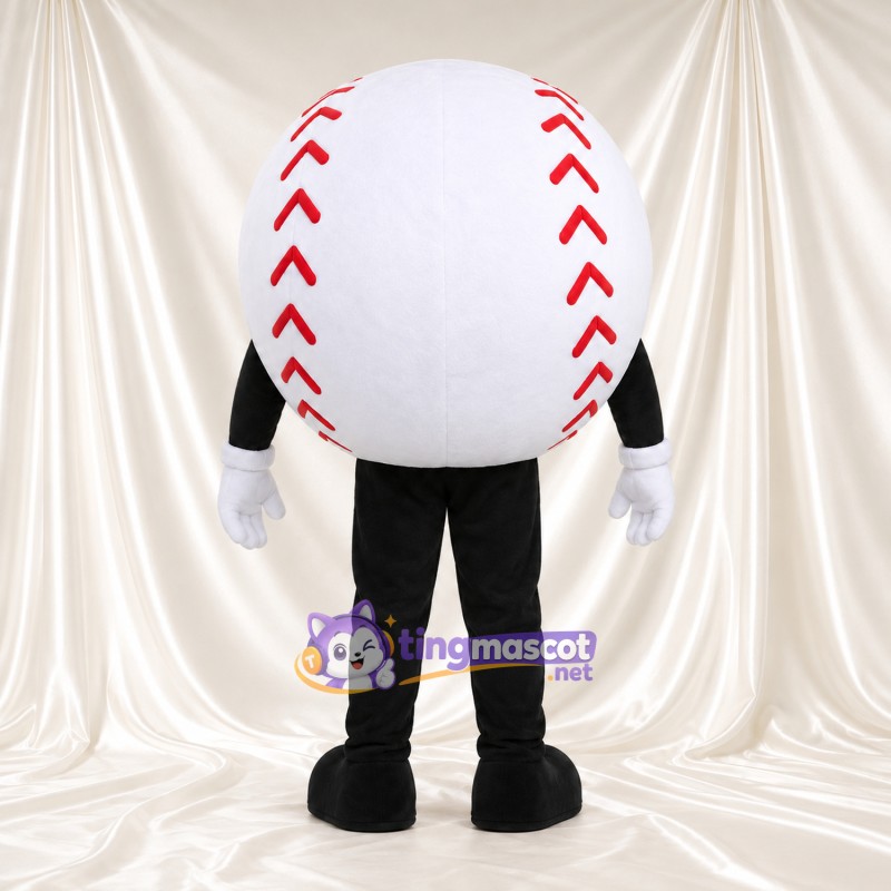 Costume de mascotte Balle de baseball – selon la photo – Visage souriant; Membres (noir) Costume de mascotte Balle de baseball – selon la photo – Visage souriant; Membres (noir)