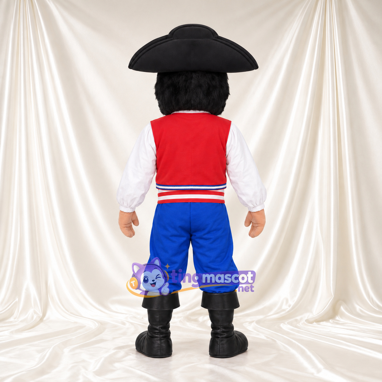 Maskottchenkostüm Pirat – wie abgebildet – Dreispitz (schwarz); Hose (blau) Maskottchenkostüm Pirat – wie abgebildet – Dreispitz (schwarz); Hose (blau)