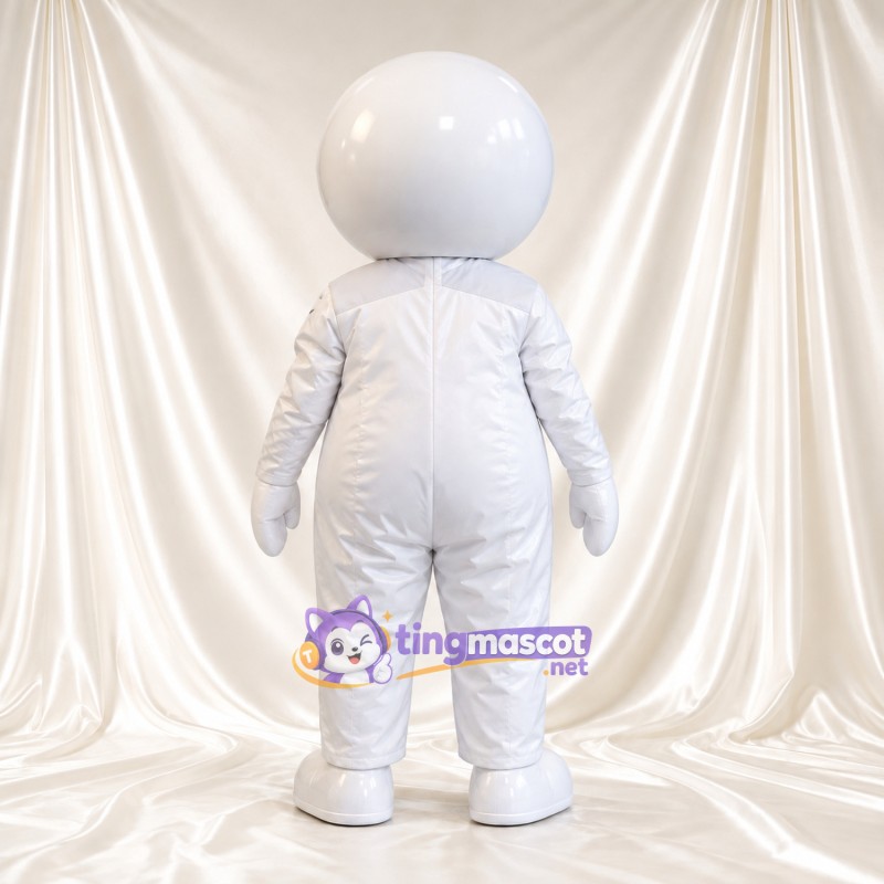 White Astronaut Mascot Costume - Round Helmet and White Space Suit White Astronaut Mascot Costume - Round Helmet and White Space Suit