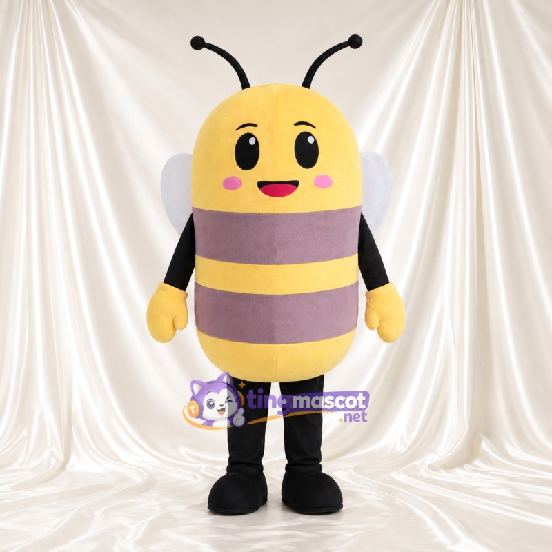 Costume de mascotte Abeille – jaune – Corps (marron); Joues (rosé) Costume de mascotte Abeille – jaune – Corps (marron); Joues (rosé)