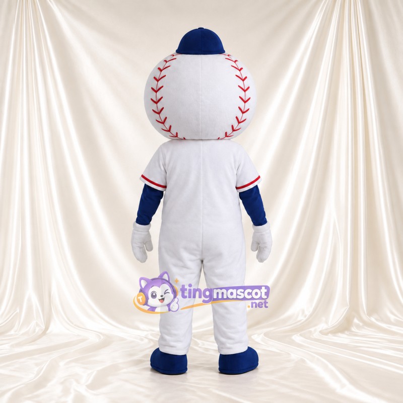 Baseball Character Mascot Costume - Navy Cap and White Jumpsuit Baseball Character Mascot Costume - Navy Cap and White Jumpsuit