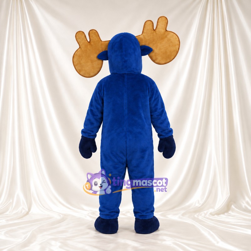 Blue Moose Mascot Costume - Large Tan Antlers and Blue Muzzle Blue Moose Mascot Costume - Large Tan Antlers and Blue Muzzle