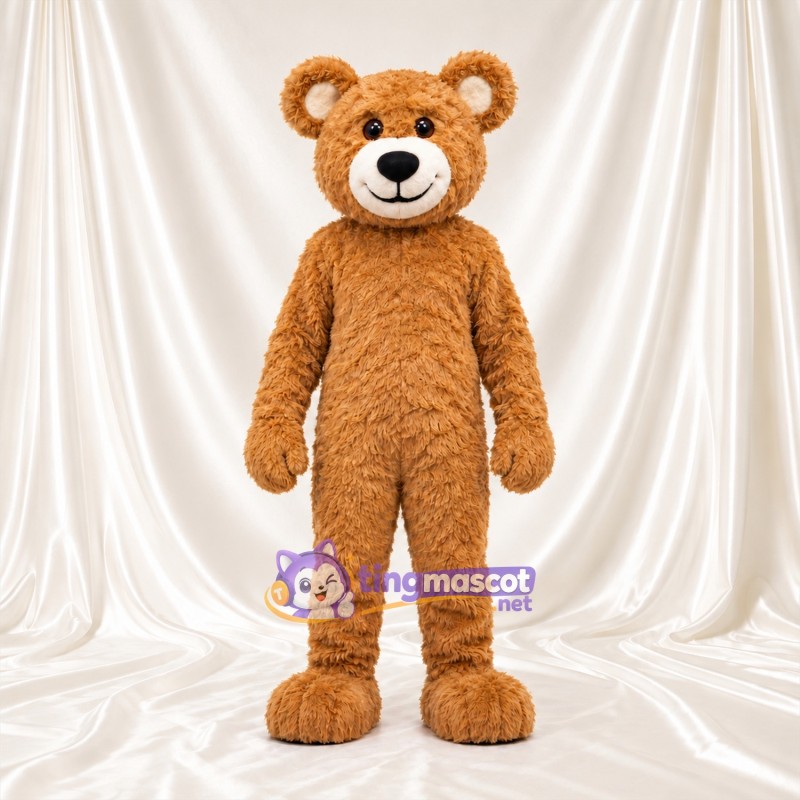 Golden Bear Mascot Costume - Shaggy Fur and White Muzzle Golden Bear Mascot Costume - Shaggy Fur and White Muzzle