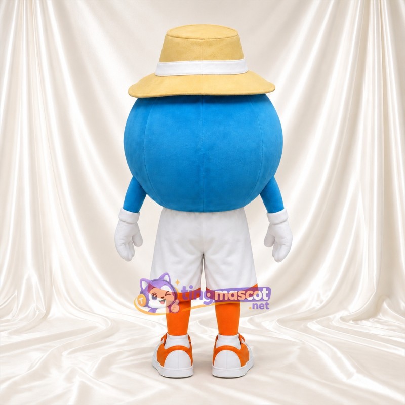 Costume de mascotte Personnage rond – bleu / orange – Chapeau; Short (blanc) Costume de mascotte Personnage rond – bleu / orange – Chapeau; Short (blanc)