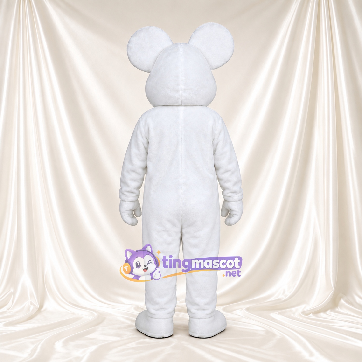 Costume de mascotte Souris – blanc – Oreilles (rose); Yeux (bleu) Costume de mascotte Souris – blanc – Oreilles (rose); Yeux (bleu)