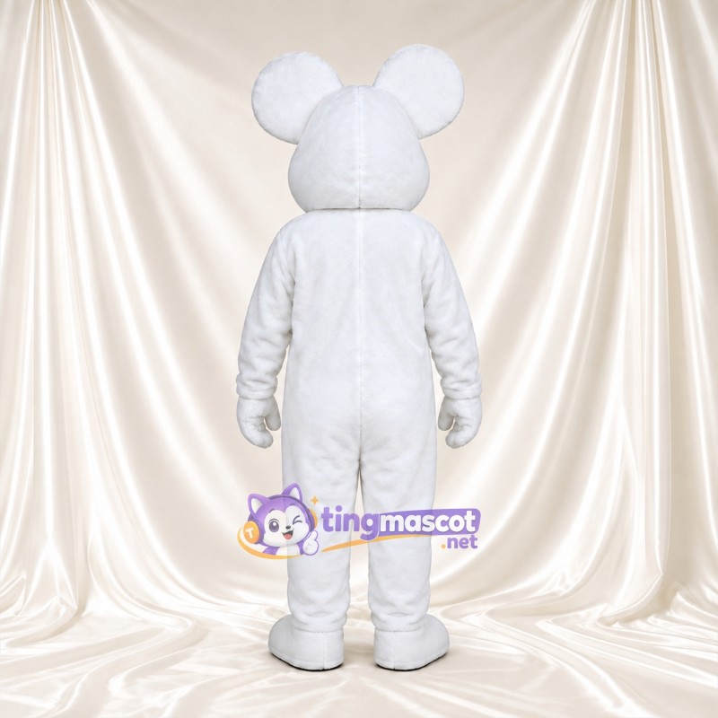 Costume de mascotte Souris – blanc – Oreilles (rose); Yeux (bleu) Costume de mascotte Souris – blanc – Oreilles (rose); Yeux (bleu)