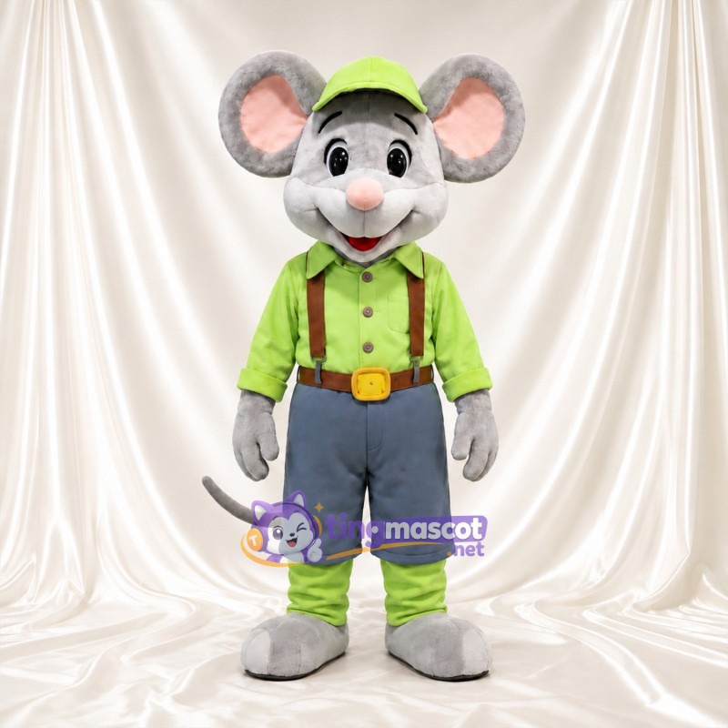 Costume de mascotte Souris – gris – Chemise (vert); Short (gris)