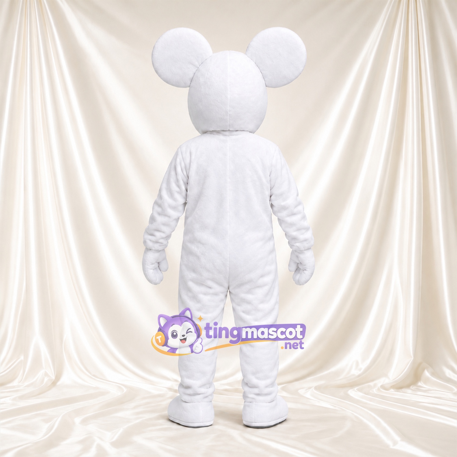 Costume de mascotte Souris – blanc – Museau allongé; Oreilles (rond, gris) Costume de mascotte Souris – blanc – Museau allongé; Oreilles (rond, gris)