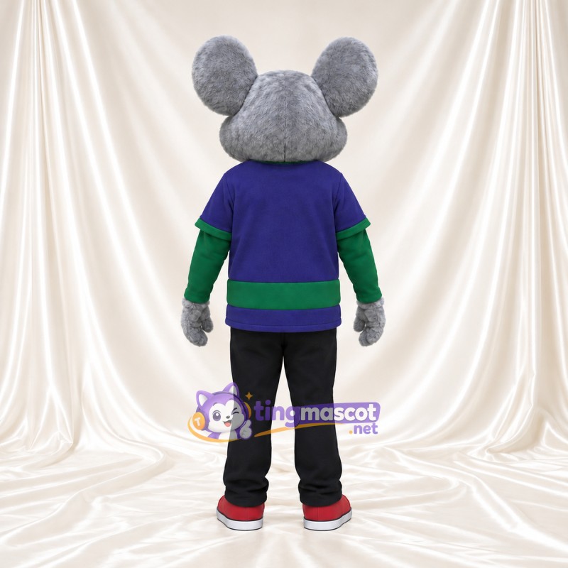 Costume de mascotte Souris – gris – Chemise (violet, vert); Pantalon (noir) Costume de mascotte Souris – gris – Chemise (violet, vert); Pantalon (noir)