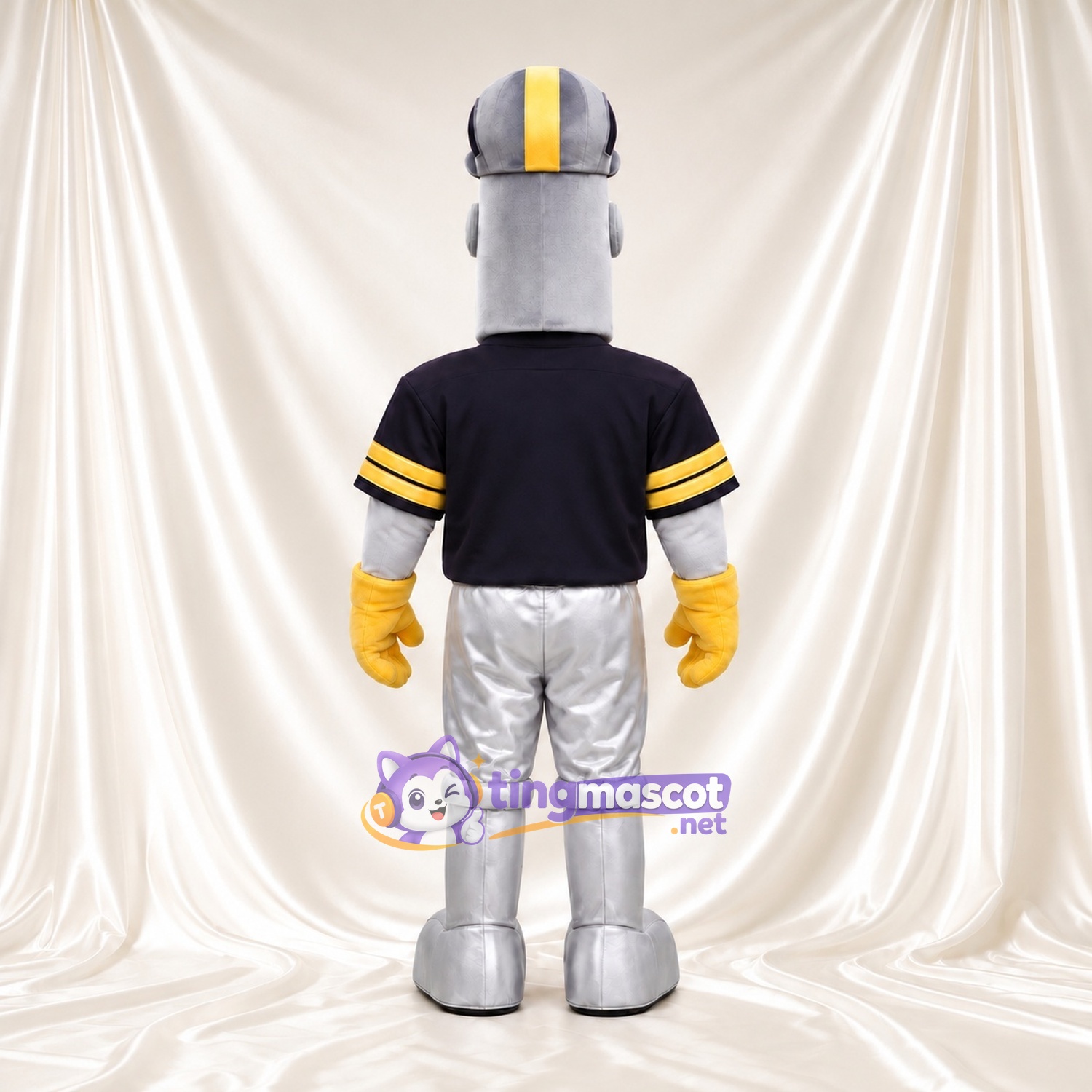 Costume de mascotte Robot – gris – Maillot de sport (noir); Pantalon (argenté) Costume de mascotte Robot – gris – Maillot de sport (noir); Pantalon (argenté)