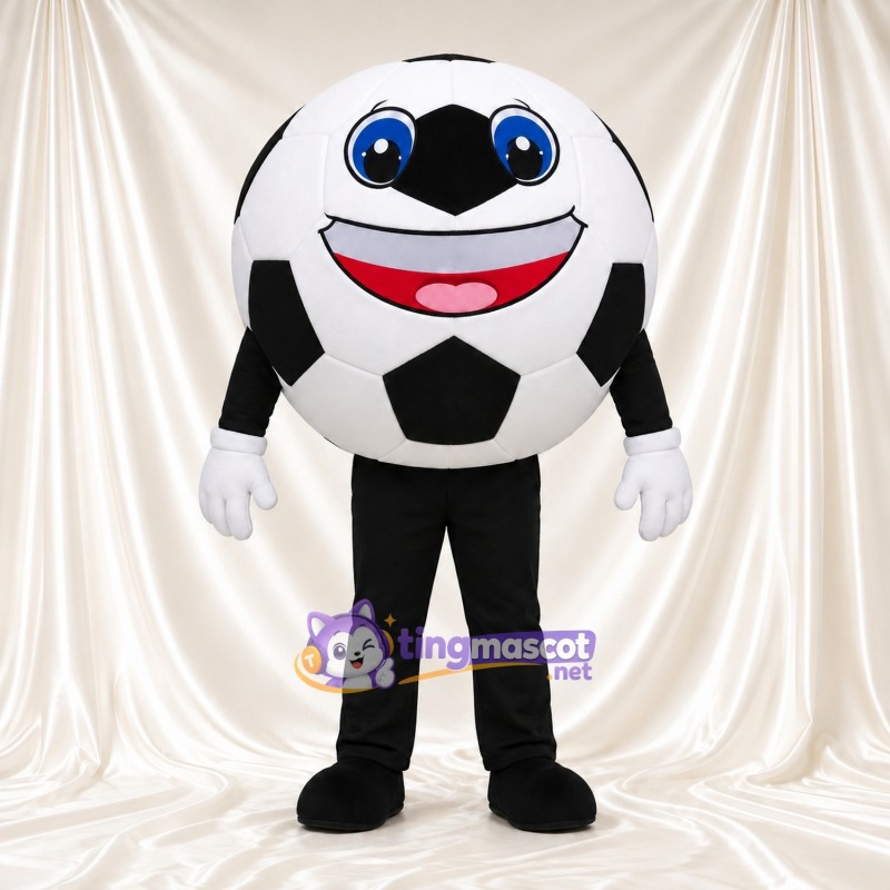 Costume de mascotte Ballon de football – selon la photo – Yeux (bleu); Membres (noir) Costume de mascotte Ballon de football – selon la photo – Yeux (bleu); Membres (noir)