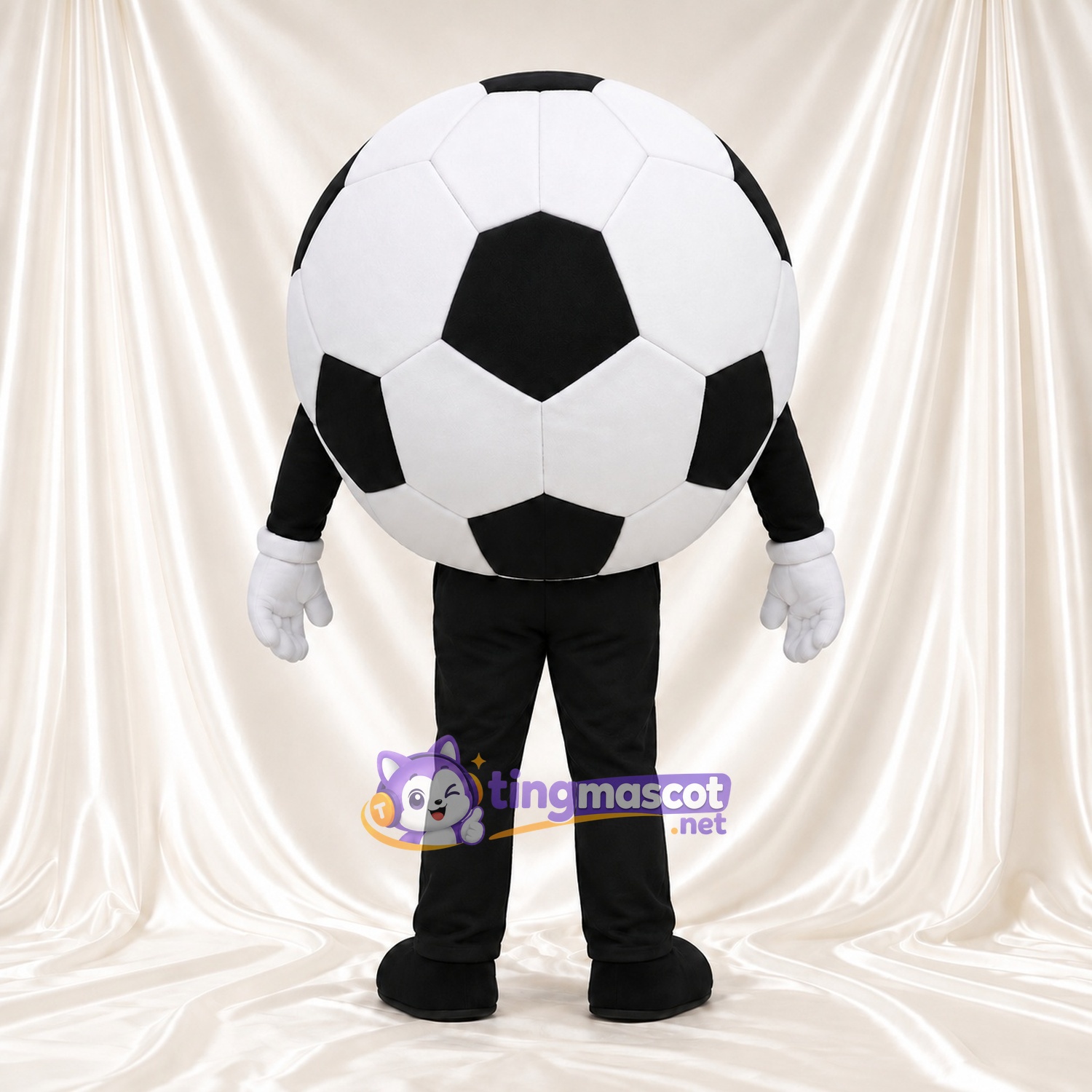 Costume de mascotte Ballon de football – selon la photo – Yeux (bleu); Membres (noir)