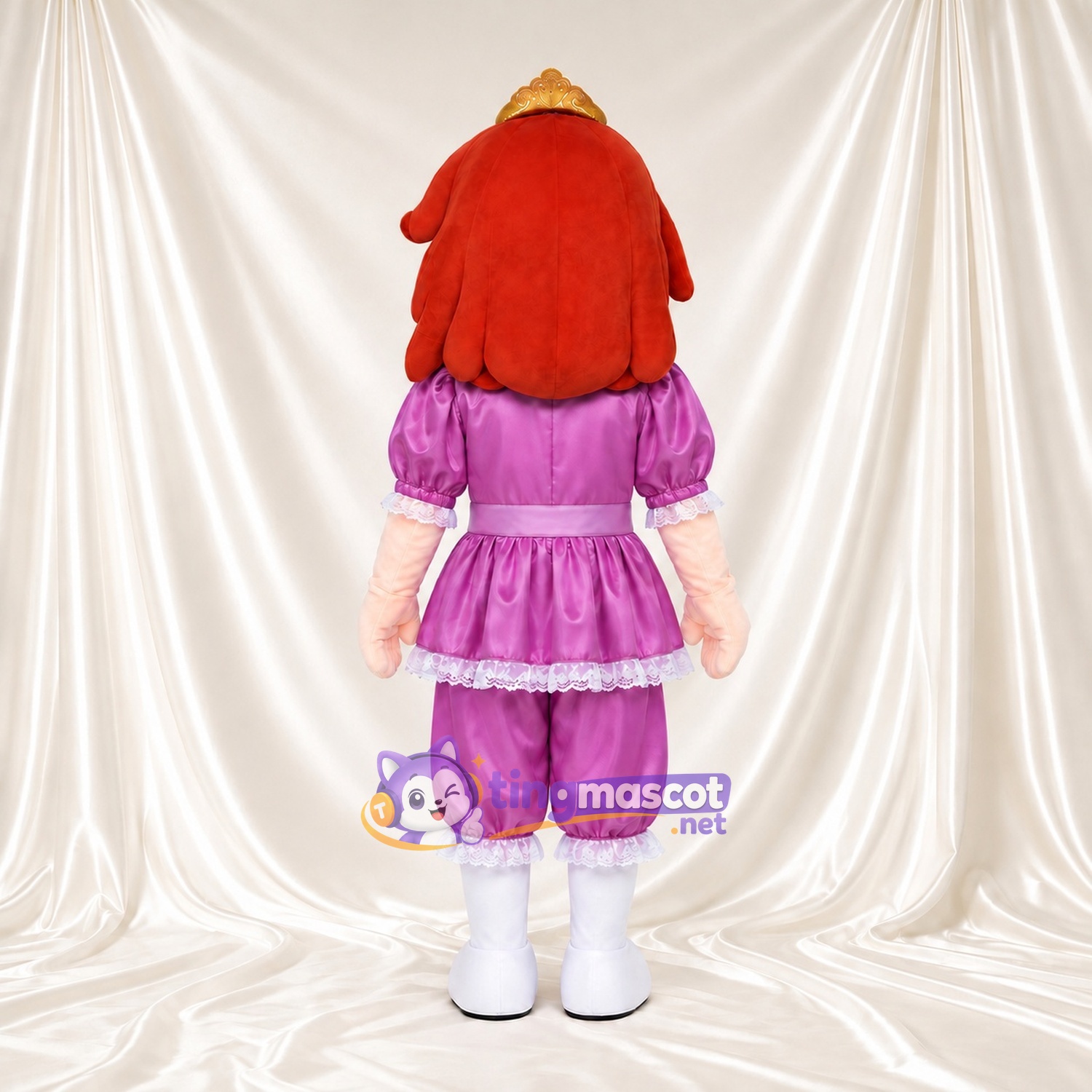 Princess Character Mascot Costume - Purple Outfit and Gold Crown Princess Character Mascot Costume - Purple Outfit and Gold Crown