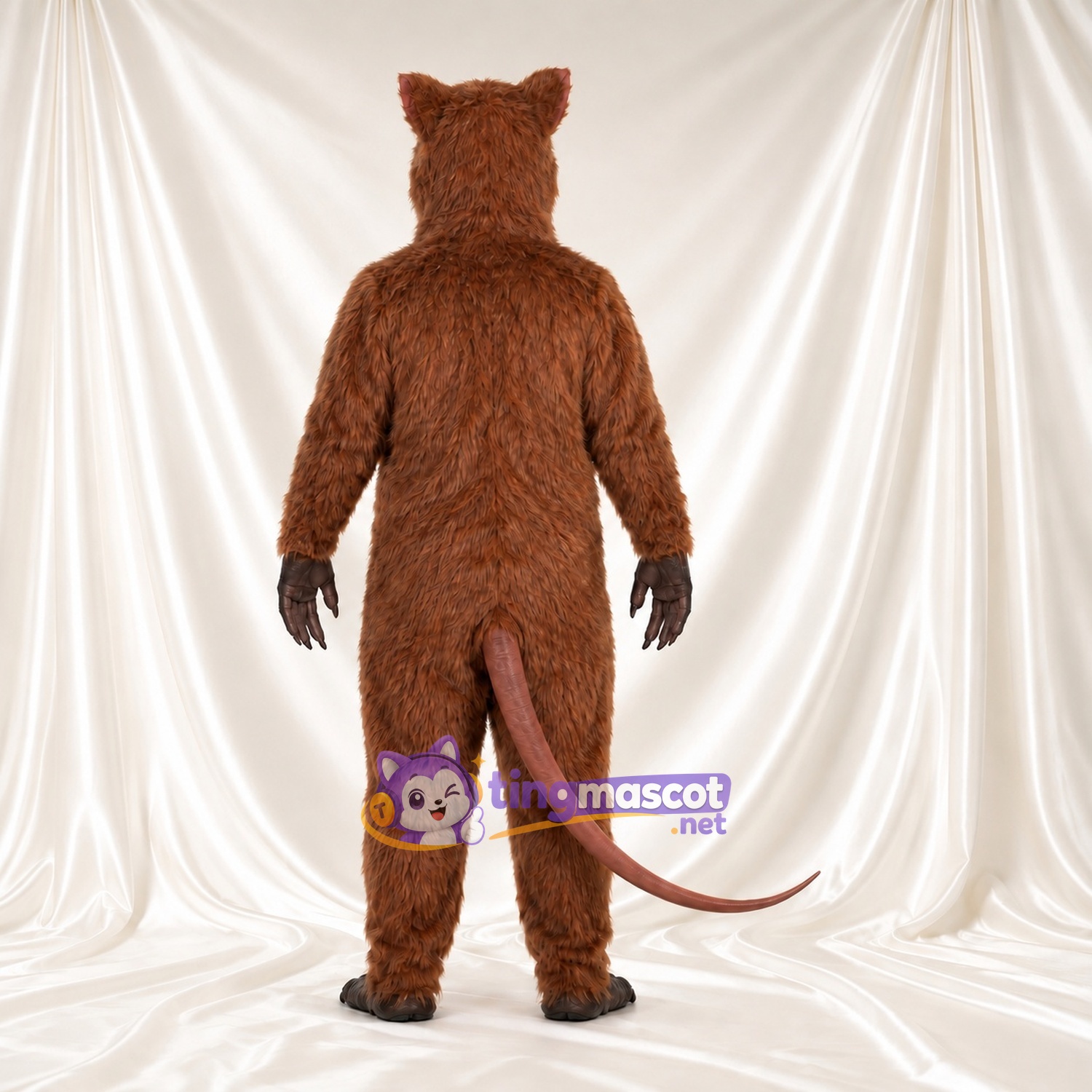 Maskottchenkostüm Ratte – braun – Schwanz (lang, rosa); Krallen Maskottchenkostüm Ratte – braun – Schwanz (lang, rosa); Krallen