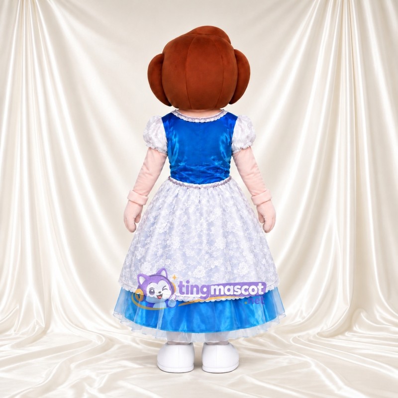 Princess Character Mascot Costume - Blue Dress and White Lace Overlay Princess Character Mascot Costume - Blue Dress and White Lace Overlay